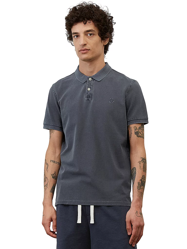 Poloshirt MARC O'POLO "aus Bio-Baumwolle", Herren, Gr. XXL, blau (navy teal), Obermaterial: 100% Baumwolle, unifarben, regular fit, Strickbündchen, Shirts 6